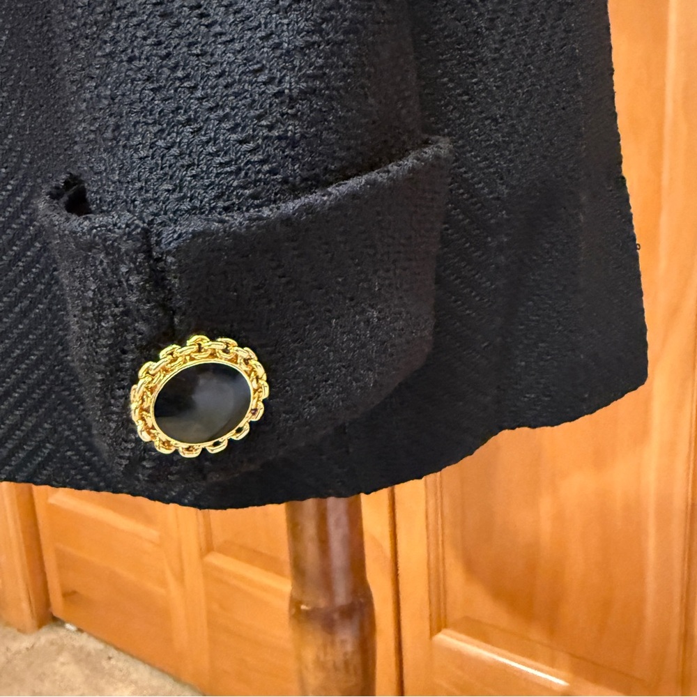 St John Collection Black Button-Front Blazer Jacket - Picture 4 of 11